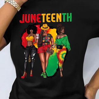 Short sleeve June 1st printed round neck T-shirt, women's summer and spring casual tops